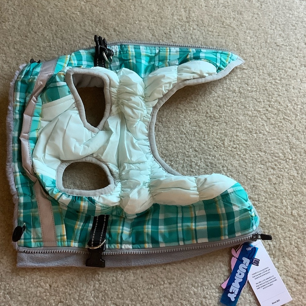 NWT Plaid Dog Jacket - Green and Gray - Picture 7 of 10